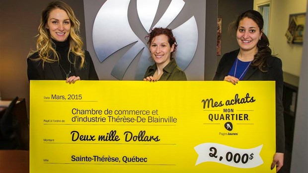 Pages Jaunes remet 2 000 $ à la Chambre de commerce Thérèse-de Blainville pour son engagement à soutenir l'achat local 