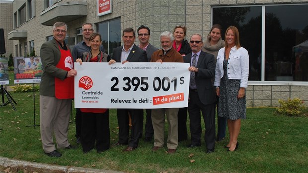 Centraide Laurentides s'est fixé un objectif de 2 395 001 $ pour la campagne annuelle 2015