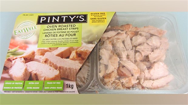 Rappel de Lanières de poitrine de poulet rôties au four de marque Pinty's 