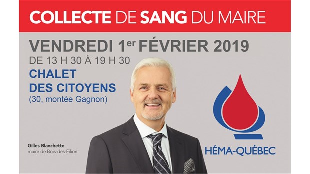 Collecte de sang 2019 du maire de Bois-des-Filion